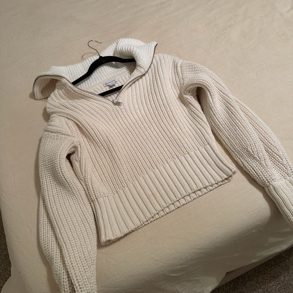 Athleta Cream Cowl Neck Sweater